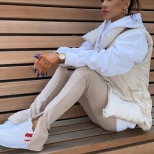 NWT Zara Split Hem Ottoman Leggings in Ecru, XS